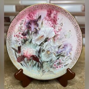 Vintage “Iris Quartet” plate by Lena Liu 1991 plate number #15196